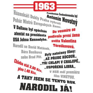 010 Tričko 1963 TO BYL TVŮJ ROK bílé
