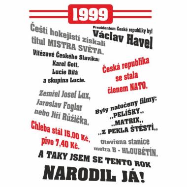 010 Tričko 1999 TO BYL TVŮJ ROK bílé